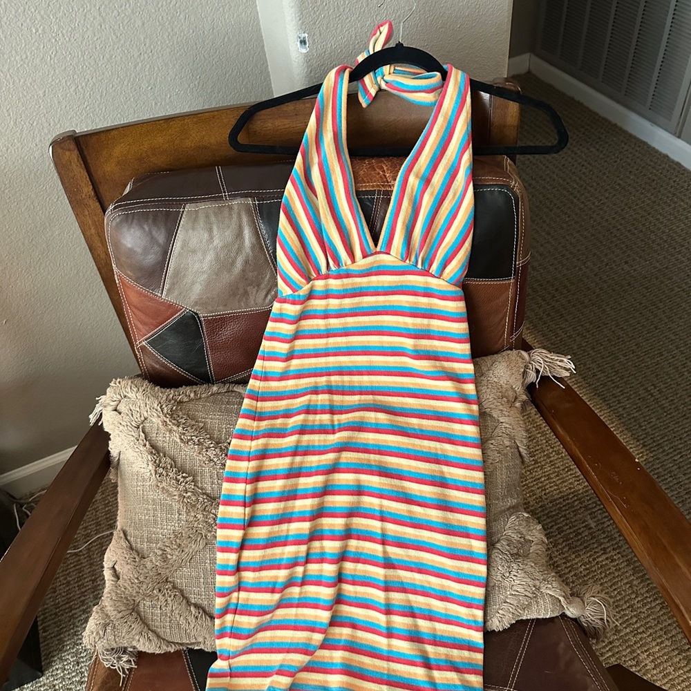 Colorful Striped Halter Dress